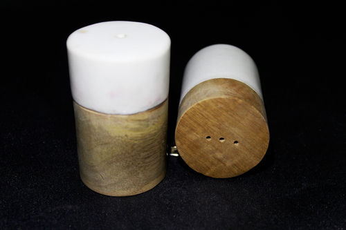 Marble And Wood Salt And Pepper Set