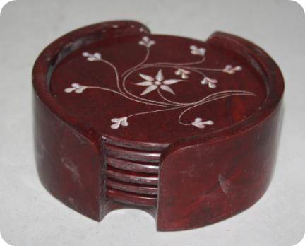 Red Marble Coaster Set Size: 4X4 Inch