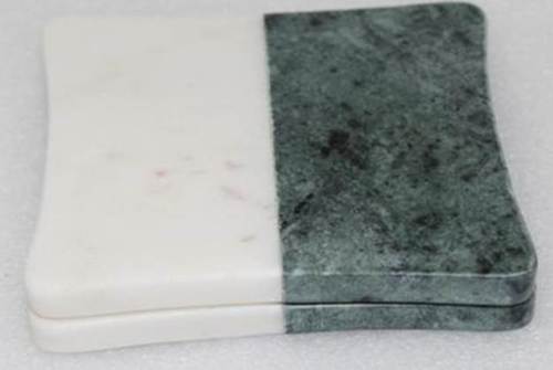 White And Green Marble Coaster Set