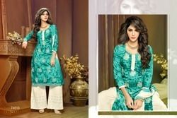 Churidar Suits - Cotton Embroidery, Blue & Red Color Choices | Simple Elegant Look, Easy Wash, Available in Different Sizes