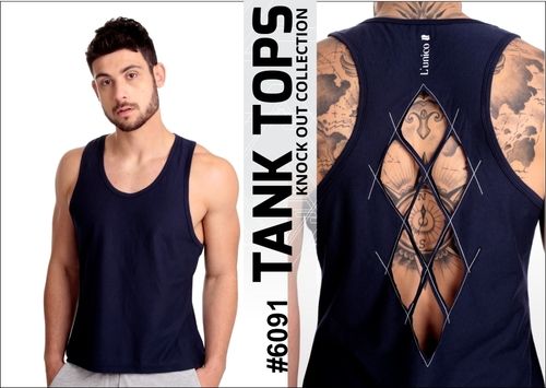 Dark Blue Trendy Mens Tank Top