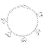 Sterling Silver Dangling Elephant Charm Bracelet For Women