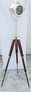 Chrome Spot Light Searchlight Studio Floor Lamp Wooden Tripod Stand