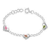 Multicolour Enamel Bird 925 Sterling Silver Bracelet For Kids