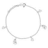 Sterling Silver Dangling Heart Charm Bracelet For Women