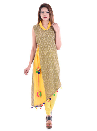 Light Green Ladies Cross Slit Kurtis