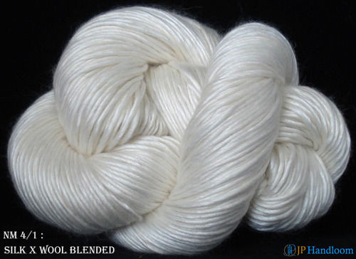 White Silk Wool Blended Knitting Yarn