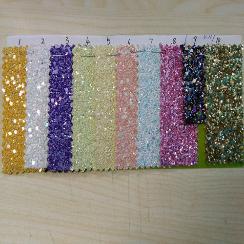 Fabric Glitter Pu Leather For Shoes With Knitted Backing