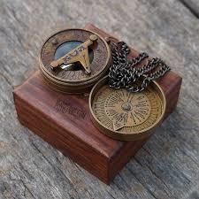 Classic Vintage Push Button Brass Compass