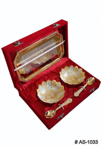 Silver Plated And Gold Plated Kamal Bowl Set