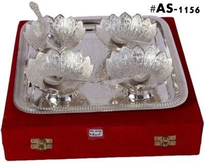 Silver Plated And Gold Plated Kamal Bowl Set Of 9pc