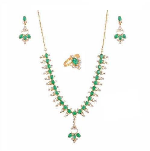 vinayak graceful necklace set(Green Onyx )