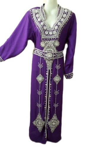 Automatic White Pearl Beaded Moroccan Takchita Kaftan