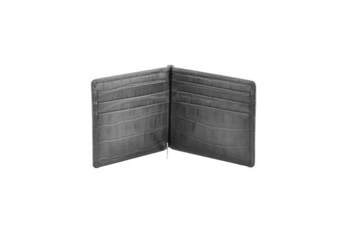 Croco Printed Genuine Leather Money Clip Wallet cum Card Holder