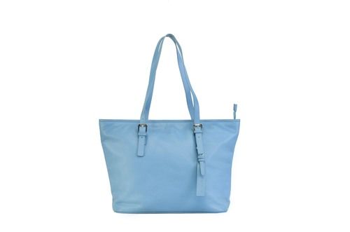 Genuine Leather Blue Ladies Handbag