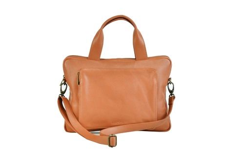 Genuine Leather Tan Unisex Laptop Bag