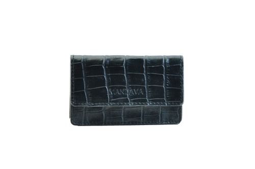 Croco Printed Genuine Leather Black Card Holder