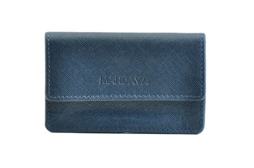 Safiano Genuine Leather Dark Blue Unisex Card Holder