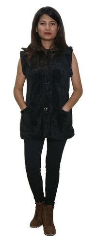 Fur Jacket With Detachable Hood Cap 22 Inch