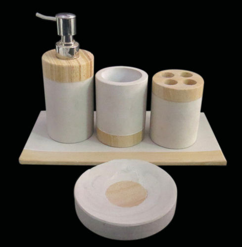 Marble Bath Soap Dispenser - Premium Quality Marble and Wood, Stylish Design for Clutter-Free Bathrooms