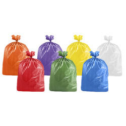 different colored trash bags