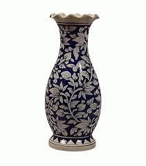 Silver Handmade Blue Pottery Flower Pot