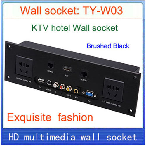 Multimedia Home Hotel Rooms Ktv Wall Socket Ty-W03 Balck/Gold/Silver Application: Business