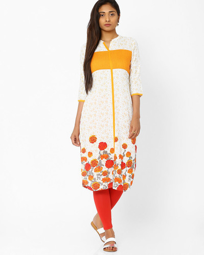 Cotton Printed Kurti - Superior Grade Fabric Elegant Floral Patterns Soft and Comfortable