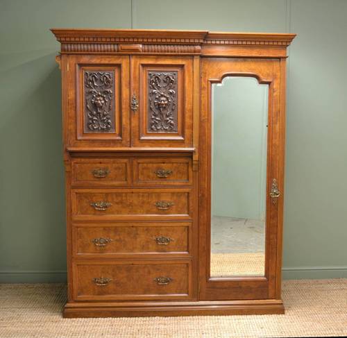 Magnificent 'Burr' Pollard Oak Arts & Crafts Antique Wardrobe