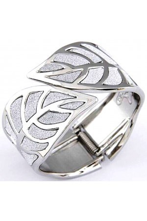 Exaggerated Silver Scrub Leaves Bracelet