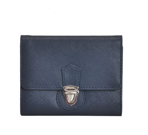 Mandava Genuine Safiano Leather Dark Blue Ladies Wallet