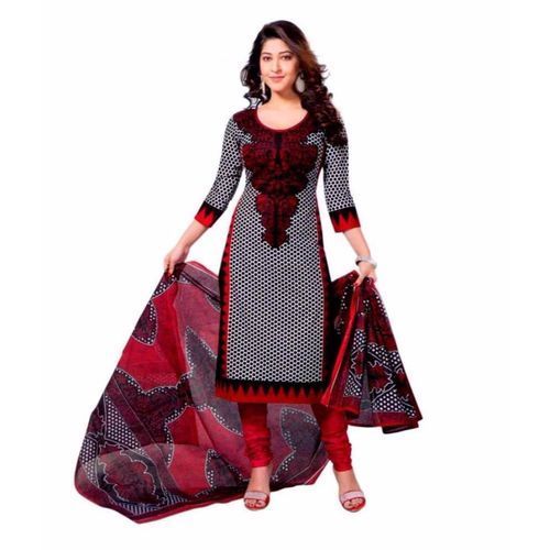 Ladies Red Suits - Soft Textured Fabric, Beautiful Prints , Vibrant Colors with Fine Stitching and High Tear Strength