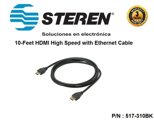 Steren 10 Feet HDMI High Speed with Ethernet Cable