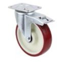 Muvtons 150x40 Medium Duty Pressed Steel Swivel Castor With Total Lock Polyurethane Wheels With Polyamide Core