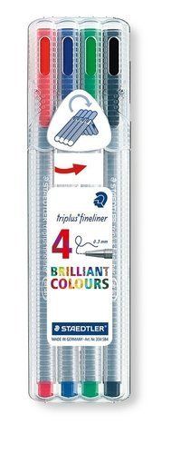 Navy And Yellow Staedtler 334 Sb4 Triplus Fineliner Pen - Pack Of 4