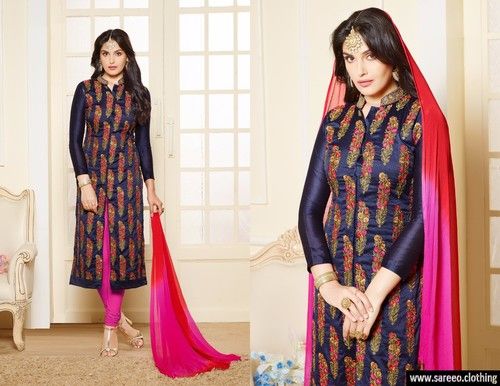 Glace Cotton Straight Salwar Suit With Dupatta 