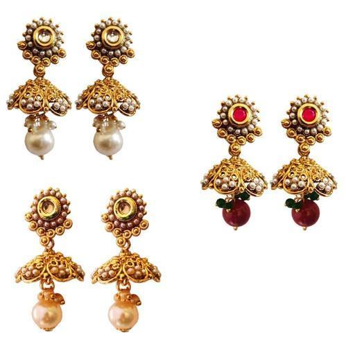 Gold Plated Traditional Ethnic Combo Jhumaki Earring