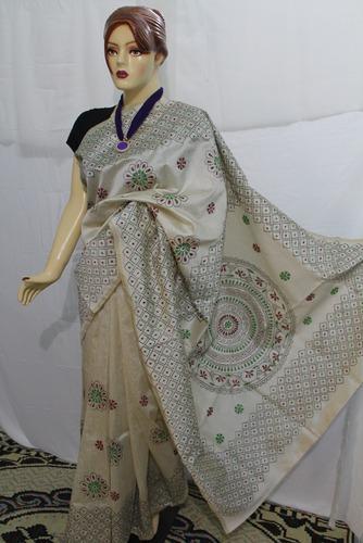 Ladies Kantha Stitch Silk Handloom Saree