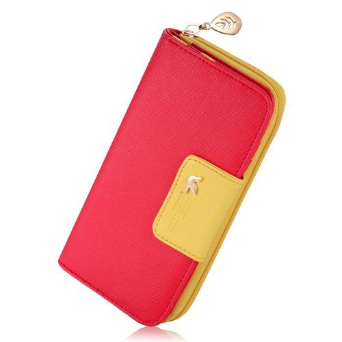 Ladies Multi-card Position Two Fold Long Zipper Wallet