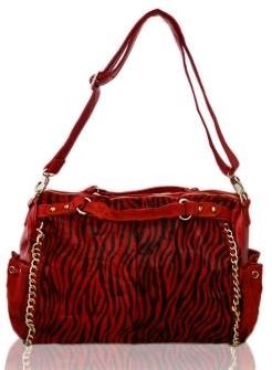 Red Suede and Skin Finish Handbag