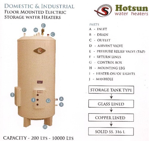 Domestic And Industrial Floor Mounted Electric Storage Water Heater