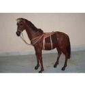 Leather Fur Standing Horse Statue