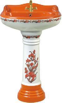 Painted Pedestal Wash Basin