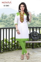 Ladies White Summer Wear Cotton Kurtis