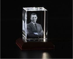 Crystal Photo Frame - Elegant 3D Box Shape, Durable and Long Lasting with Seamless Finish and High Functionality