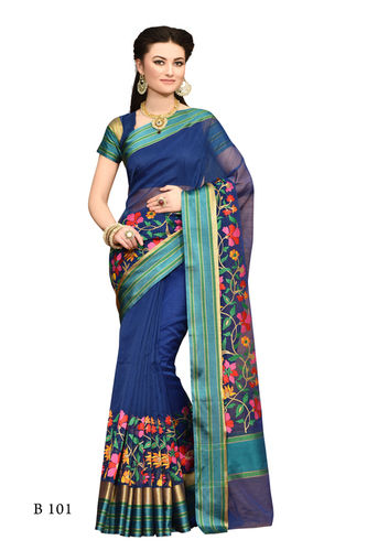 Dark Blue Net Embroidery Sarees