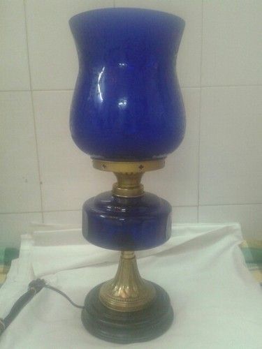 Electrified Blue Kerosene Oil Lamp