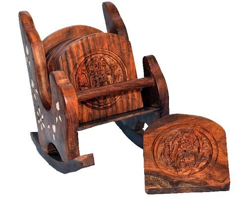 Brownish Rocking Chair Wooden Tea Coaster
