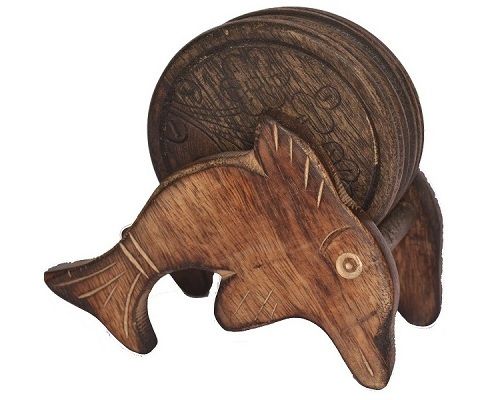Fish Style Antique Wooden Coaster