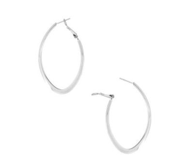 Silver Stainless Steel Polished Oval Hoops